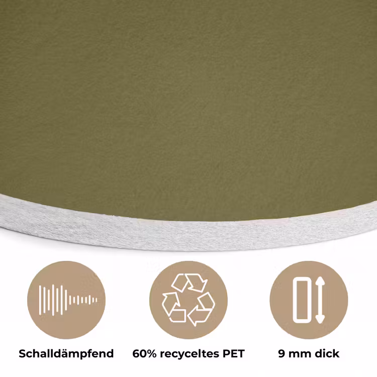 Dark - Olive - Groen Akoestische PET Vilt - Rond klein 838 -closeup_DE