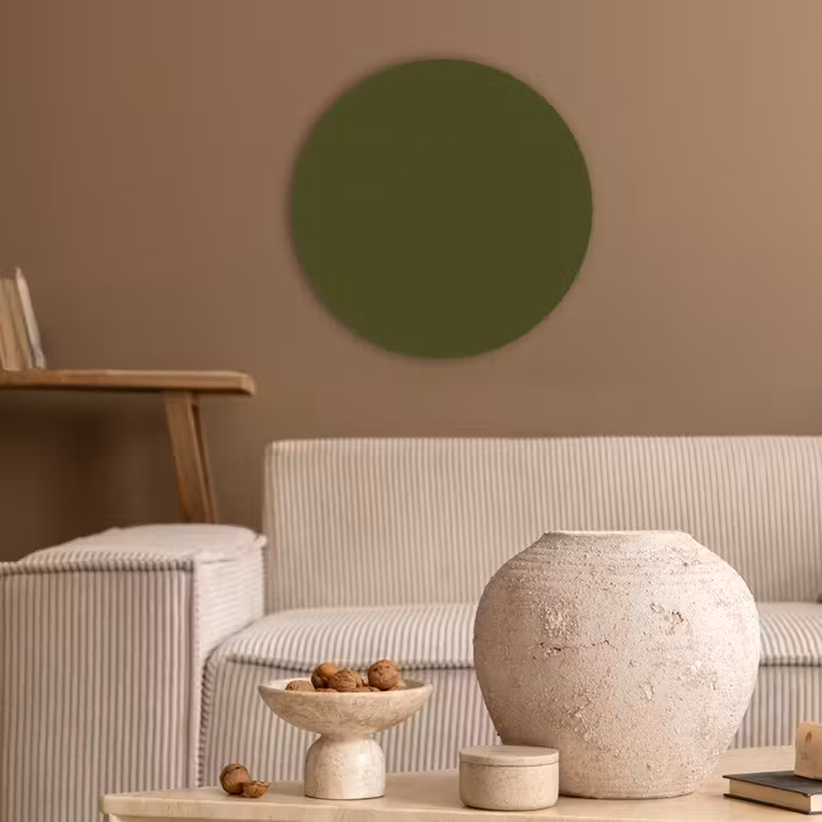 Dark - Olive - Groen Akoestische PET Vilt - Rond klein 838 -sfeer1