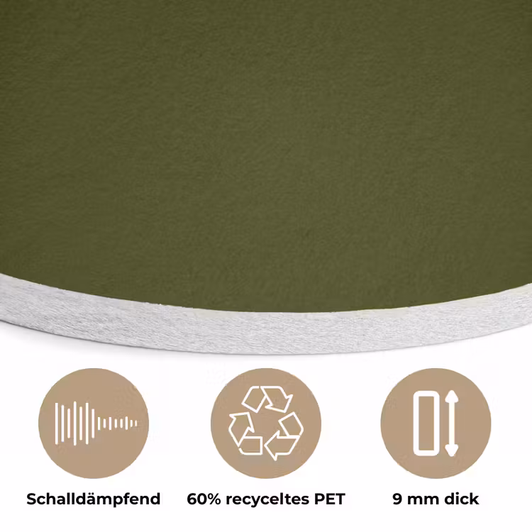 Dark - Olive - Groen Akoestische PET Vilt - Rond klein 838 -closeup_DE
