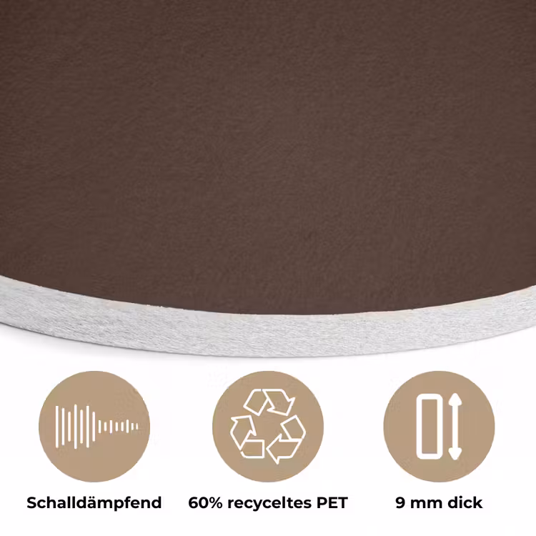 Dark - Chocolate - Bruin Akoestische PET Vilt - Rond klein 838 -closeup_DE