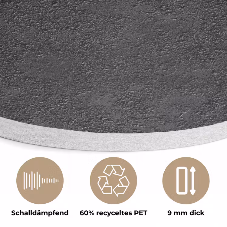 Donkergrijs - Asfaltstructuur - Ruw Akoestische PET Vilt - Rond klein 838 -closeup_DE