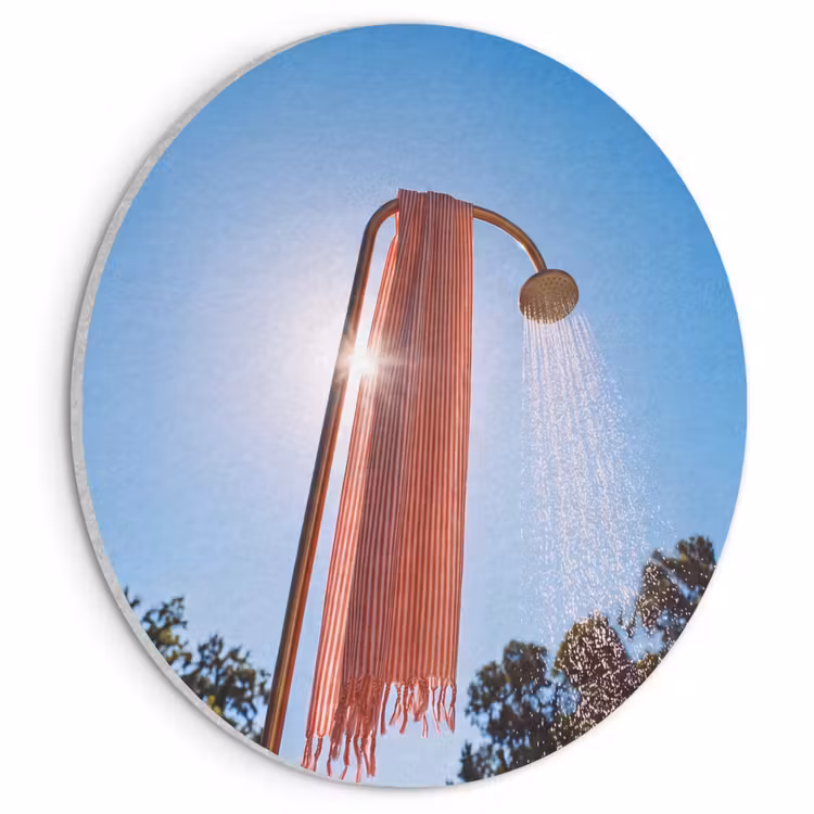 Douche - Water - Zomer - Blauw Akoestische PET Vilt - Rond klein -3d