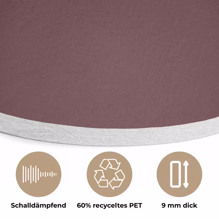 Dusty - Rose - Roze Akoestische PET Vilt - Rond klein 838 -closeup_DE