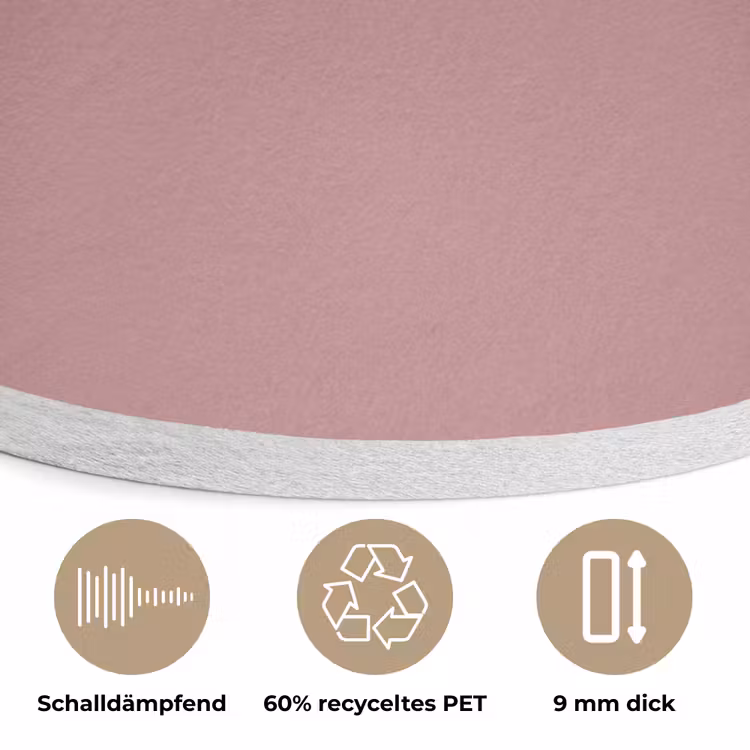 Dusty - Rose - Roze Akoestische PET Vilt - Rond klein 838 -closeup_DE