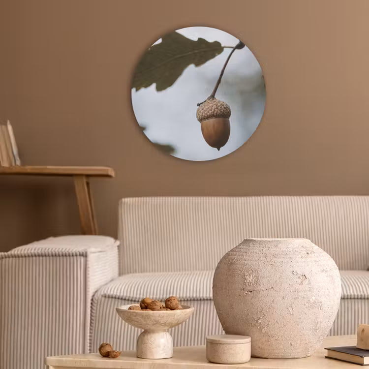 Eikel - Eikenblad - Bos - Herfst - Natuur Akoestische PET Vilt - Rond klein -sfeer1