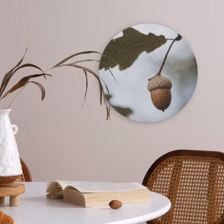 Eikel - Eikenblad - Bos - Herfst - Natuur Akoestische PET Vilt - Rond klein -sfeer3