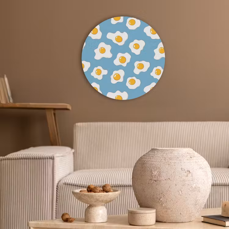 Eieren - Dooiers - Blauw Akoestische PET Vilt - Rond klein 838 -sfeer1