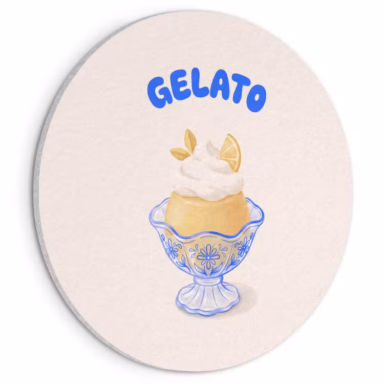 IJs - Citroen - Illustratie - Geel - Dessert Akoestische PET Vilt - Rond klein -3d
