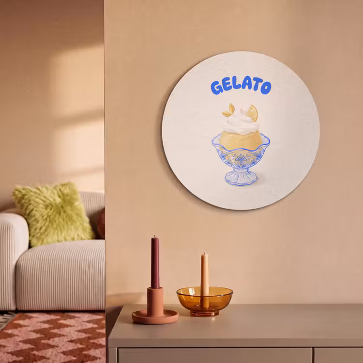 IJs - Citroen - Illustratie - Geel - Dessert Akoestische PET Vilt - Rond klein -sfeer1