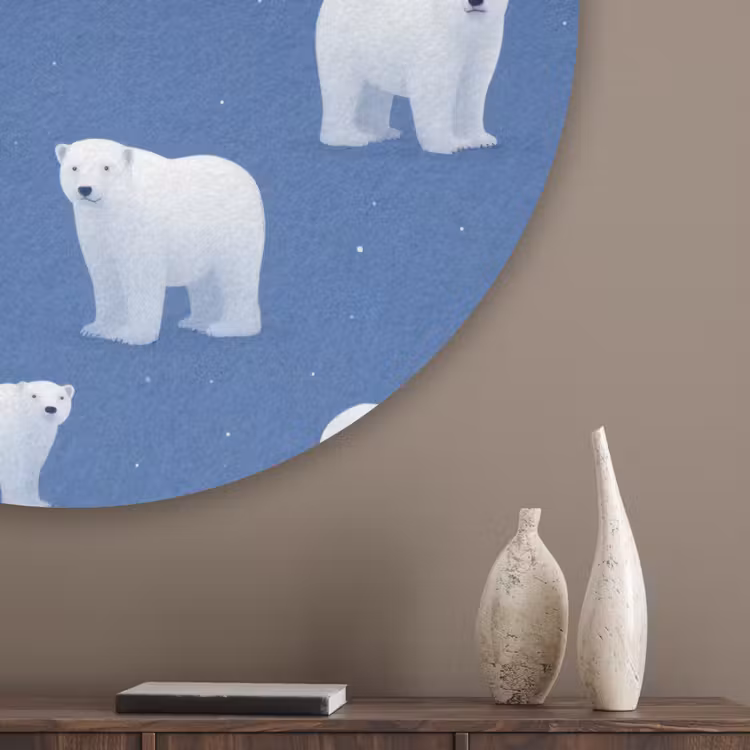 IJsbeer - Patroon - Blauw Akoestische PET Vilt - Rond klein 838 -sfeer5_closeup