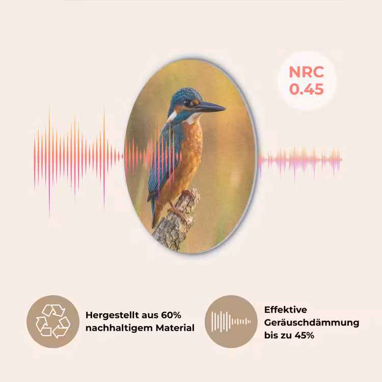 IJsvogel - Tak - Water - Kleurrijk - Levendig Akoestische PET Vilt - Rond klein -USP_DE