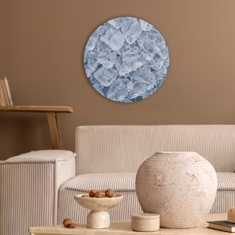 Ijsblokjes - Water - Blauw Akoestische PET Vilt - Rond klein -sfeer1