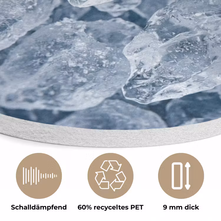 Ijsblokjes - Water - Blauw Akoestische PET Vilt - Rond klein -closeup_DE