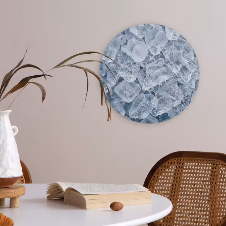 Ijsblokjes - Water - Blauw Akoestische PET Vilt - Rond klein -sfeer3