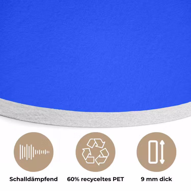 Electric - Blue - Blauw Akoestische PET Vilt - Rond klein 838 -closeup_DE
