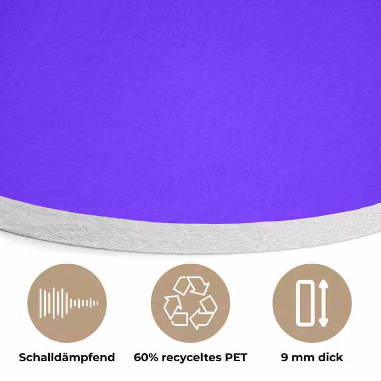 Electric - Indigo - Paars Akoestische PET Vilt - Rond klein 838 -closeup_DE