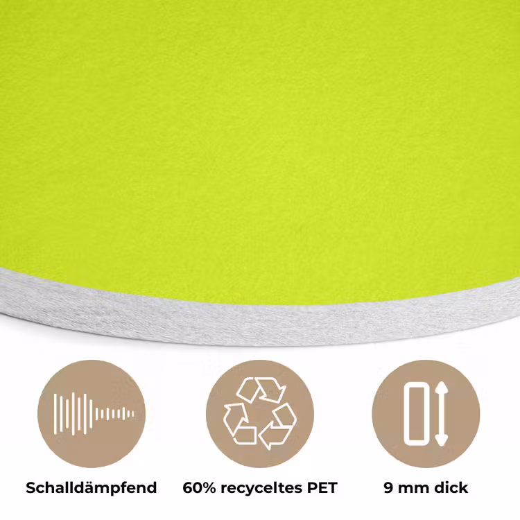 Electric - Lemon - Geel Akoestische PET Vilt - Rond klein 838 -closeup_DE