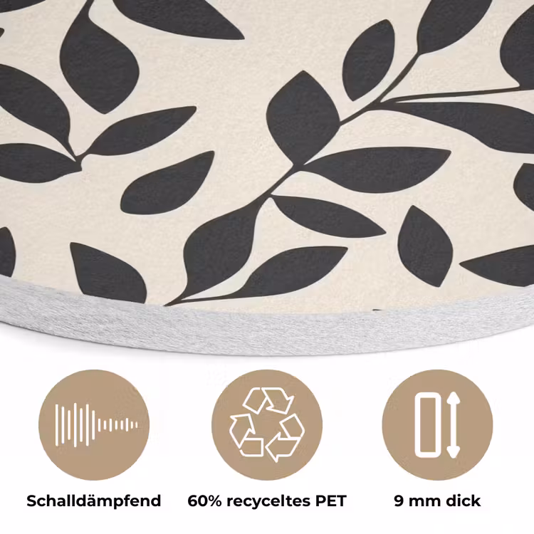 Elegant - Patroon - Zwart - Beige Akoestische PET Vilt - Rond klein 838 -closeup_DE