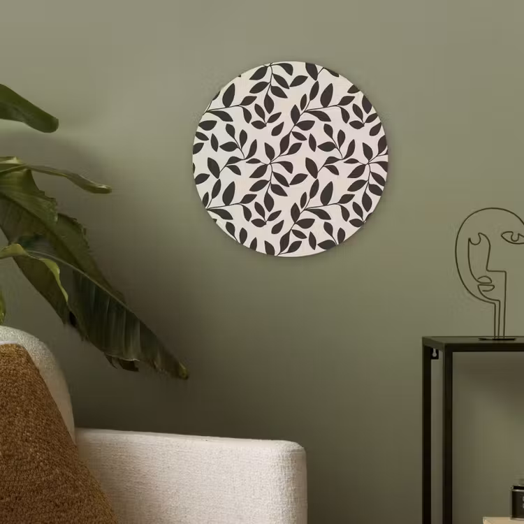 Elegant - Patroon - Zwart - Beige Akoestische PET Vilt - Rond klein 838 -sfeer2