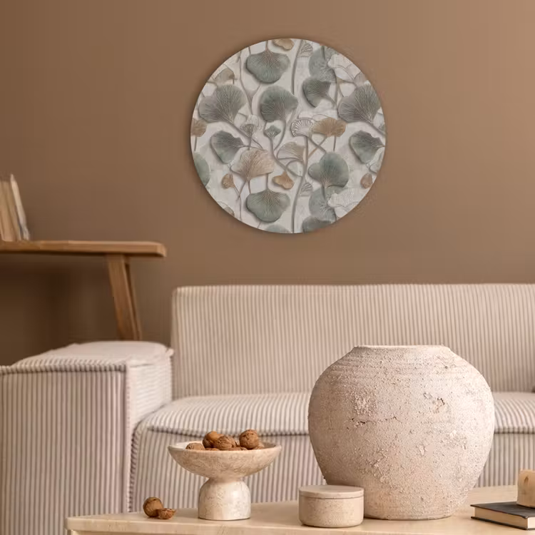 Elegant - Bladeren - Groen Akoestische PET Vilt - Rond klein 838 -sfeer1