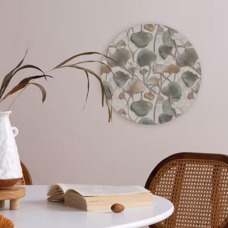 Elegant - Bladeren - Groen Akoestische PET Vilt - Rond klein 838 -sfeer3