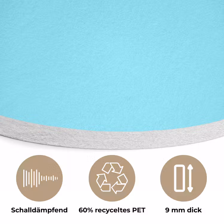 Electric - Cyan - Blauw Akoestische PET Vilt - Rond klein 838 -closeup_DE