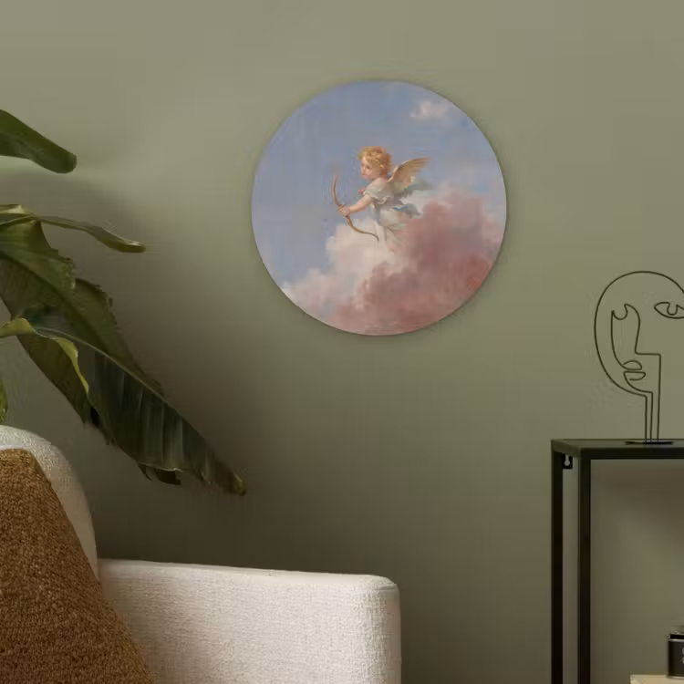 Engel - Pijl en boog - Mythologie - Klassiek Akoestische PET Vilt - Rond klein -sfeer2