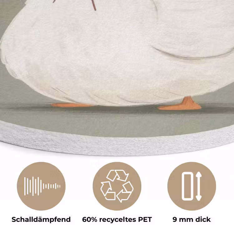 Eend - Konijnoren - Grijs Akoestische PET Vilt - Rond klein -closeup_DE