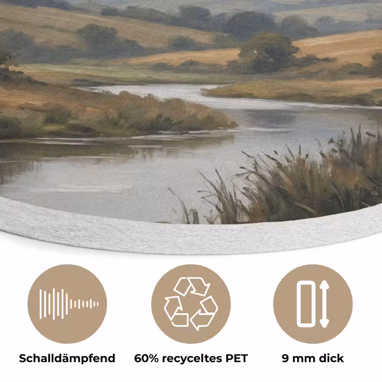 Eenden - Rivier - Landschap - Vlucht - Nostalgisch Akoestische PET Vilt - Rond klein -closeup_DE