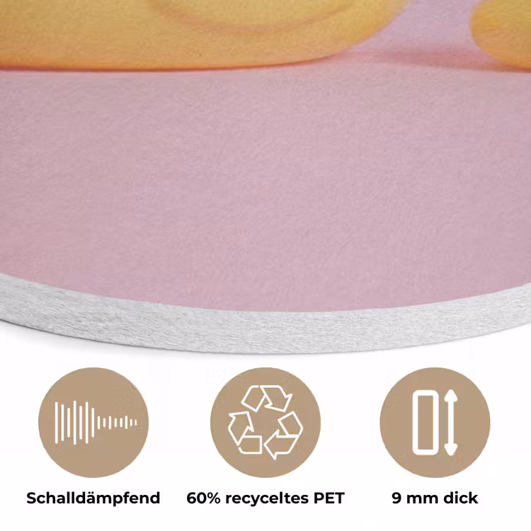 Eendjes - Vrolijk - Roze Akoestische PET Vilt - Rond klein -closeup_DE