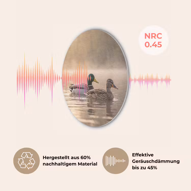 Eenden - Water - Mist - Natuur Akoestische PET Vilt - Rond klein -USP_DE