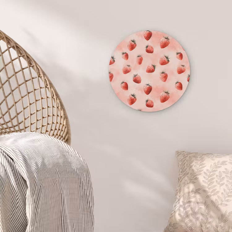 Aardbei - Patroon - Roze Akoestische PET Vilt - Rond klein 838 -sfeer4