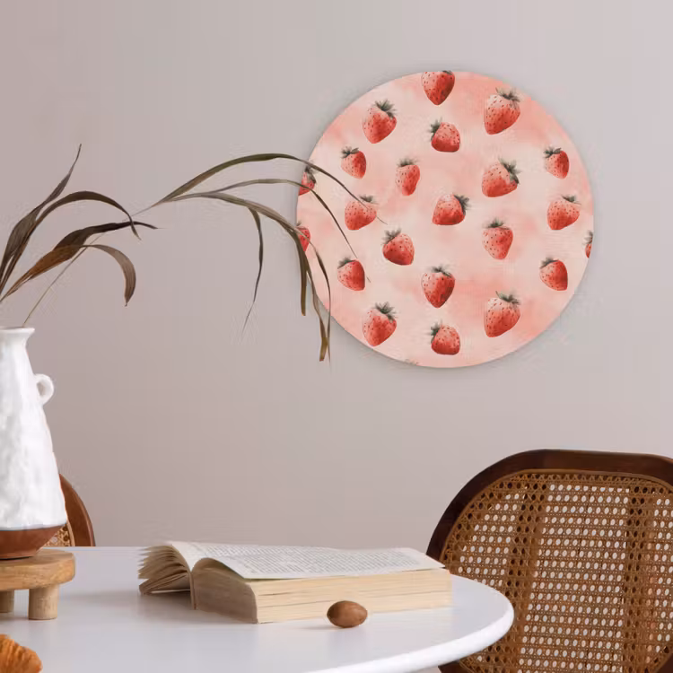 Aardbei - Patroon - Roze Akoestische PET Vilt - Rond klein 838 -sfeer3