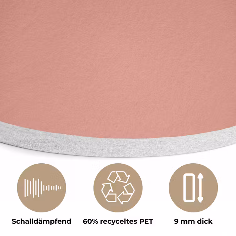 Earthy - Rose - Koraal Akoestische PET Vilt - Rond klein 838 -closeup_DE