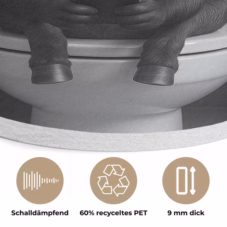 Ezel - Telefoon - Toilet - Zwart - Wit Akoestische PET Vilt - Rond klein -closeup_DE