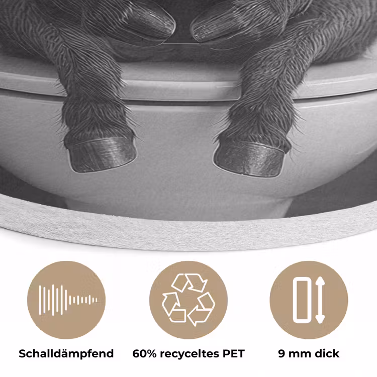 Ezel - Telefoon - Toilet - Zwart - Wit Akoestische PET Vilt - Rond klein -closeup_DE
