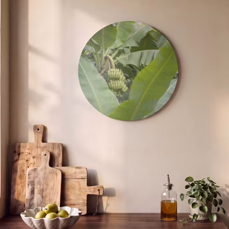Eten - Bananen - Plantage - Groen Akoestische PET Vilt - Rond klein -sfeer2