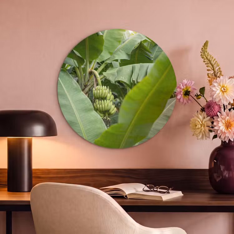 Eten - Bananen - Plantage - Groen Akoestische PET Vilt - Rond klein -sfeer3