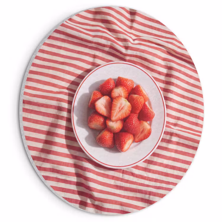 Eten - Aardbeien - Fruit - Zomer - Rood Akoestische PET Vilt - Rond klein -3d