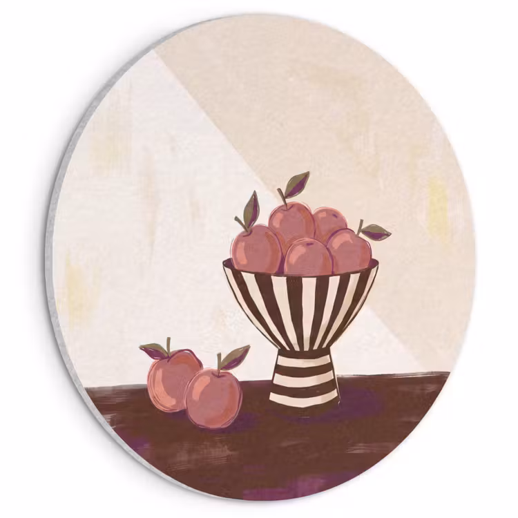 Eten - Schaal - Stilleven - Modern - Rood Akoestische PET Vilt - Rond klein -3d