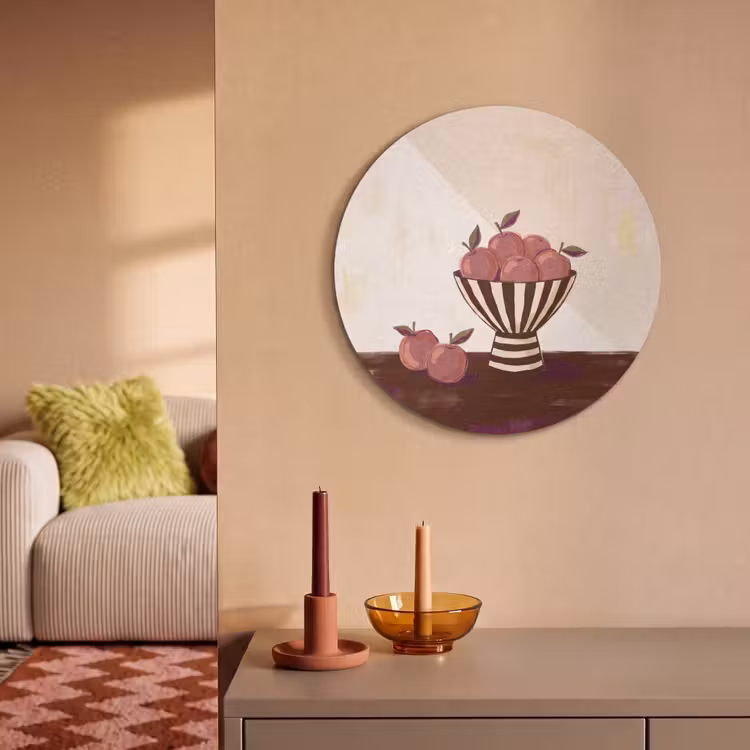 Eten - Schaal - Stilleven - Modern - Rood Akoestische PET Vilt - Rond klein -sfeer1
