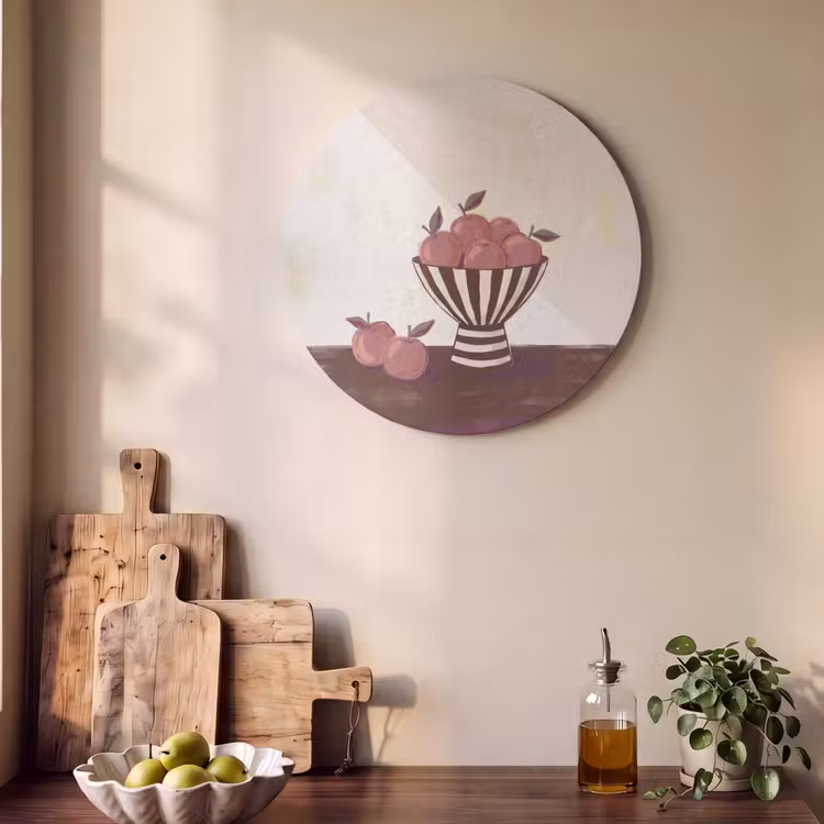 Eten - Schaal - Stilleven - Modern - Rood Akoestische PET Vilt - Rond klein -sfeer2