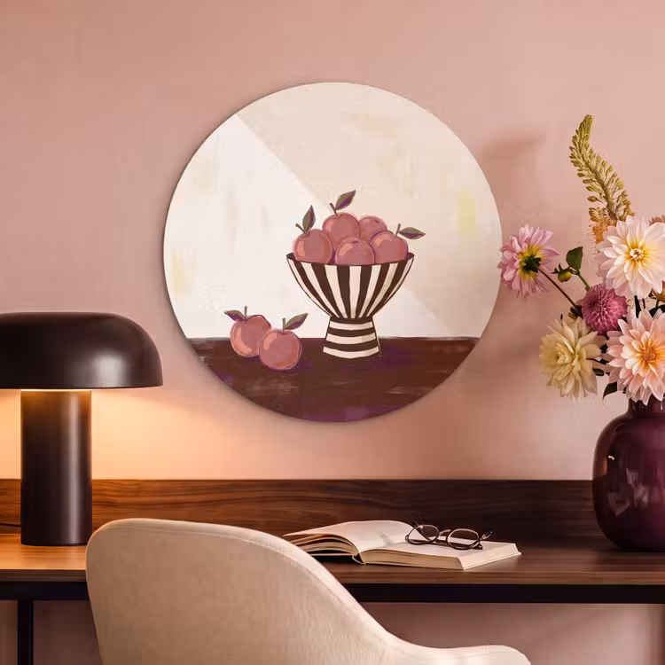 Eten - Schaal - Stilleven - Modern - Rood Akoestische PET Vilt - Rond klein -sfeer3