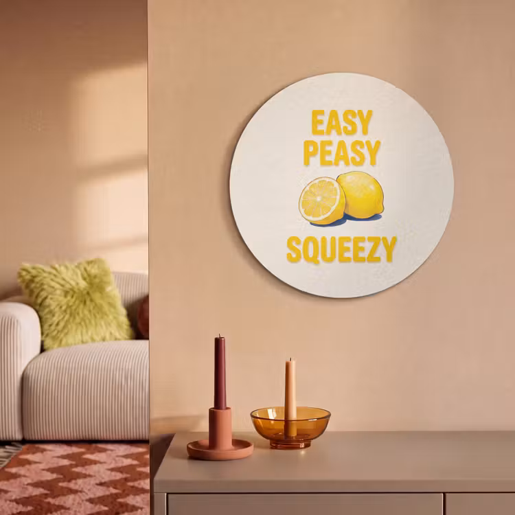 Eten - Citroenen - Keuken - Illustratie - Geel Akoestische PET Vilt - Rond klein -sfeer1