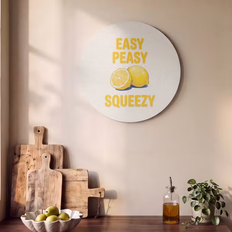 Eten - Citroenen - Keuken - Illustratie - Geel Akoestische PET Vilt - Rond klein -sfeer2