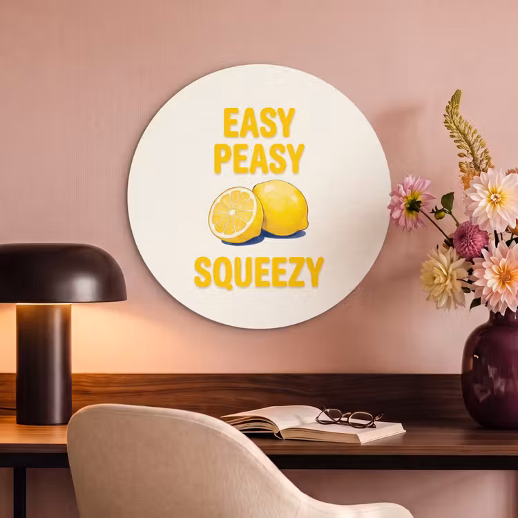 Eten - Citroenen - Keuken - Illustratie - Geel Akoestische PET Vilt - Rond klein -sfeer3