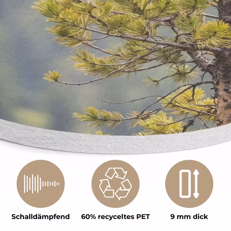 Uil - Oehoe - Bomen - Natuur Akoestische PET Vilt - Rond klein -closeup_DE