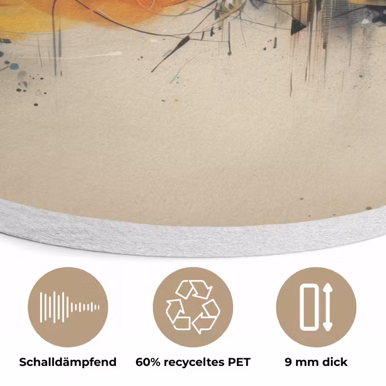 Explosie - Kleurrijk - Vormen - Abstract Akoestische PET Vilt - Rond klein -closeup_DE
