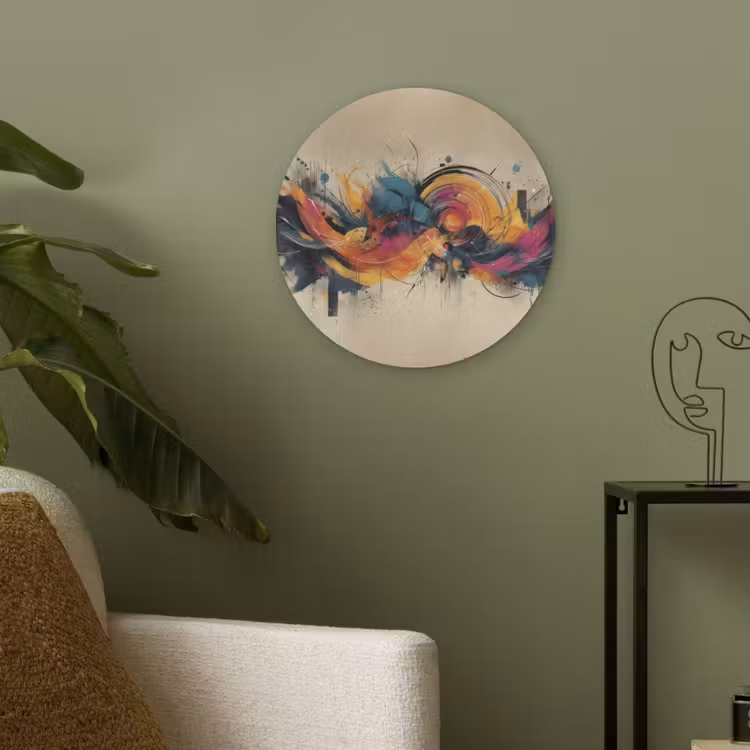 Explosie - Kleurrijk - Vormen - Abstract Akoestische PET Vilt - Rond klein -sfeer2