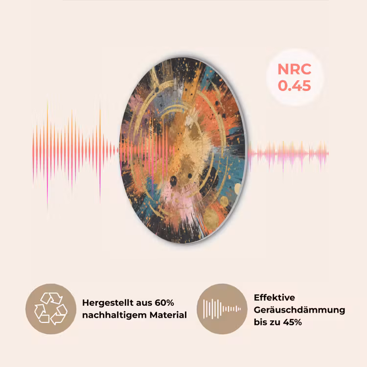 Explosie - Verfstructuur - Goud - Abstract Akoestische PET Vilt - Rond klein -USP_DE